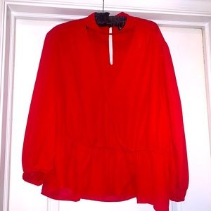 Lipstick red peplum choker top